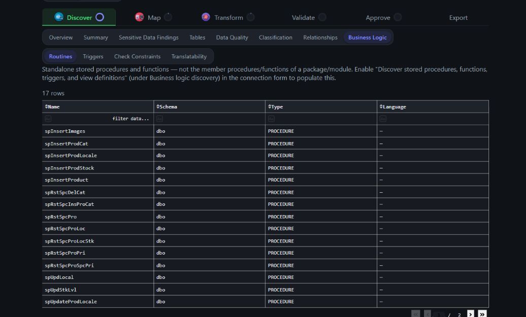 Business Logic Routines sub-tab